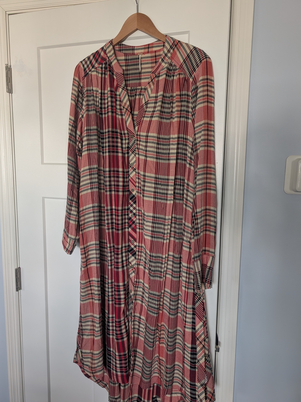 Plaid Button-Front Midi Dress in Rose Plaid